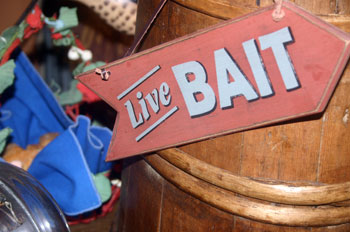 Live bait was not on the menu, but, the sign is a cute addition.