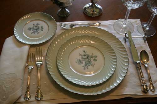 The same place setting without the silver charger