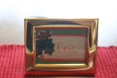 A little gold frame for a place card holder