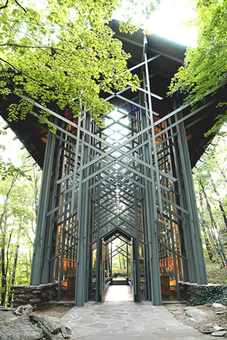 Thorncrown Chapel in the beautiful woods.