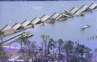 The Bay St. Louis Bridge in Mississippi after Katrina