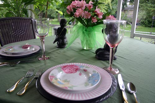 Pink table with pink stem glasses